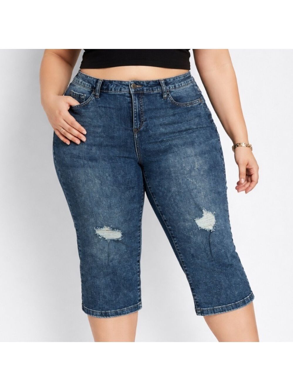😍SHOW SPECIAL - CLEO PETITES Denim Jean Capri size 14